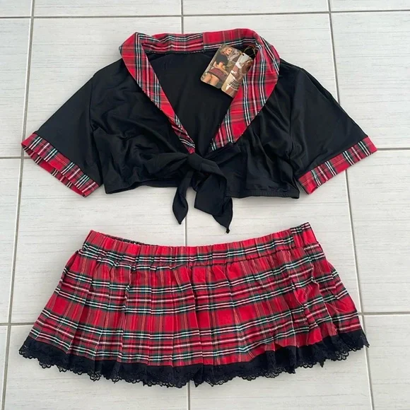 Sexy Plaid Mini  Skirt Set - Picture 3 of 15